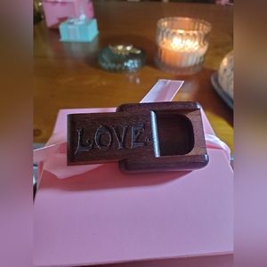 )Mini Valentines Day Heartwood secret box , cherry wood